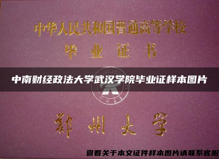 中南财经政法大学武汉学院毕业证样本图片