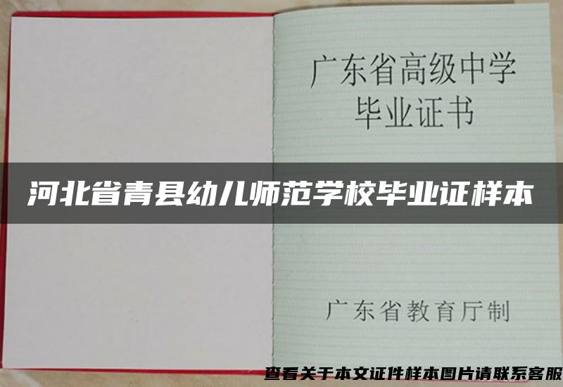 河北省青县幼儿师范学校毕业证样本