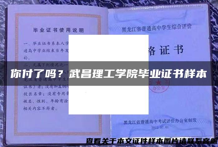 你付了吗？武昌理工学院毕业证书样本