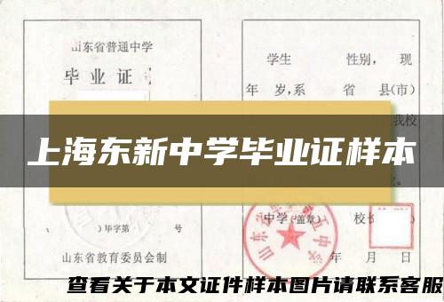 上海东新中学毕业证样本