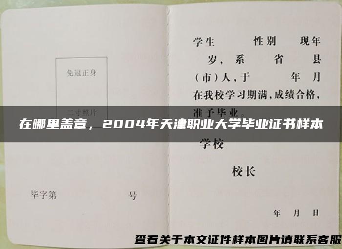在哪里盖章，2004年天津职业大学毕业证书样本