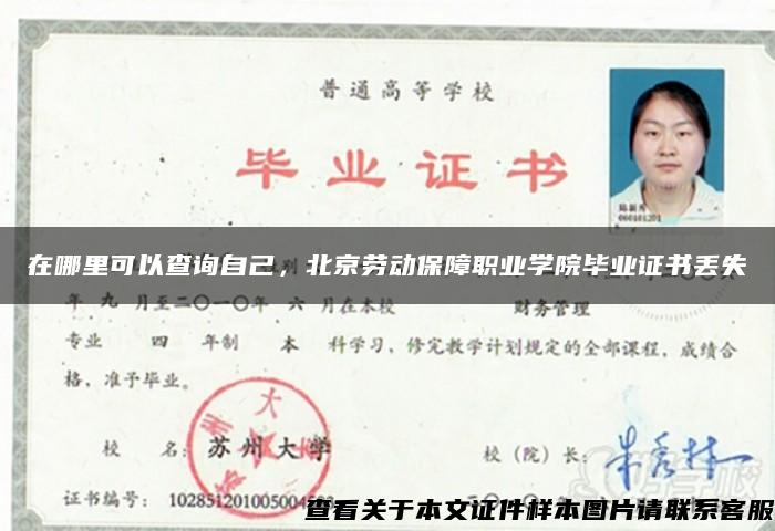 在哪里可以查询自己，北京劳动保障职业学院毕业证书丢失