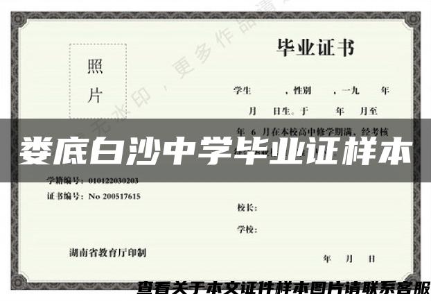 娄底白沙中学毕业证样本