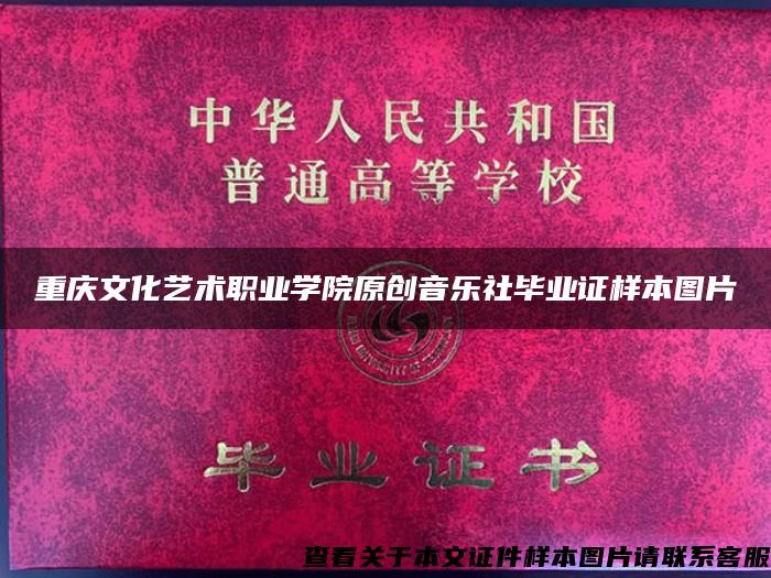 重庆文化艺术职业学院原创音乐社毕业证样本图片