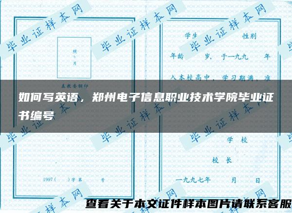 如何写英语，郑州电子信息职业技术学院毕业证书编号