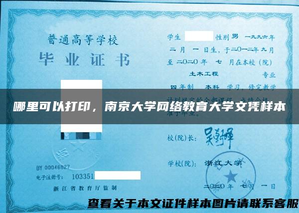 哪里可以打印，南京大学网络教育大学文凭样本