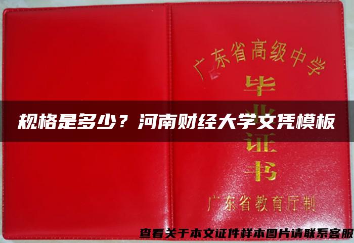 规格是多少？河南财经大学文凭模板