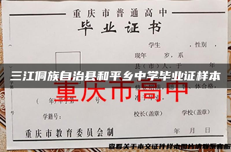三江侗族自治县和平乡中学毕业证样本