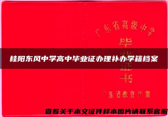 桂阳东风中学高中毕业证办理补办学籍档案