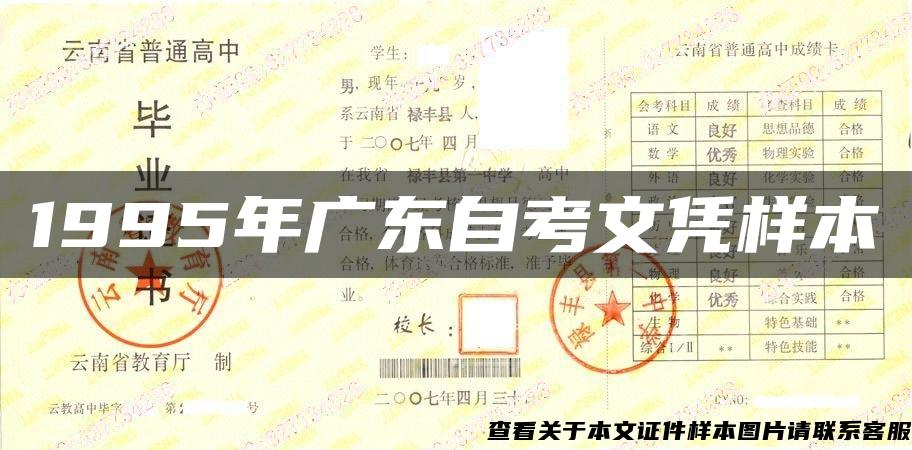 1995年广东自考文凭样本