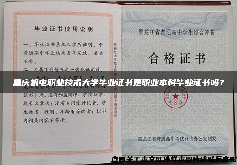 重庆机电职业技术大学毕业证书是职业本科毕业证书吗？
