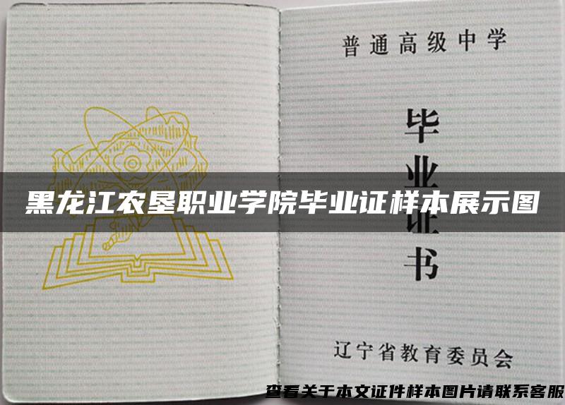 黑龙江农垦职业学院毕业证样本展示图