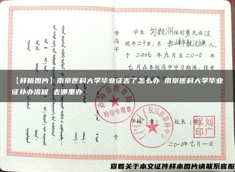 【样板图片】南京医科大学毕业证丢了怎么办 南京医科大学毕业证补办流程 去哪里办