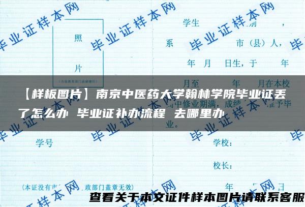 【样板图片】南京中医药大学翰林学院毕业证丢了怎么办 毕业证补办流程 去哪里办