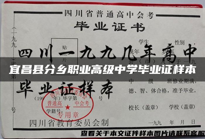 宜昌县分乡职业高级中学毕业证样本