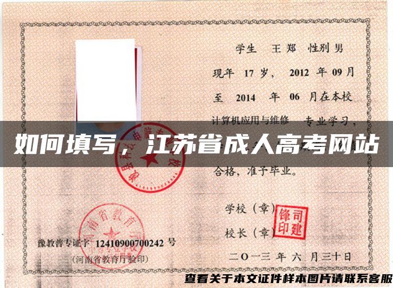 如何填写，江苏省成人高考网站
