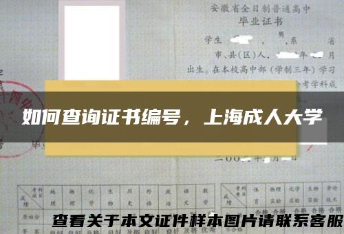 如何查询证书编号，上海成人大学