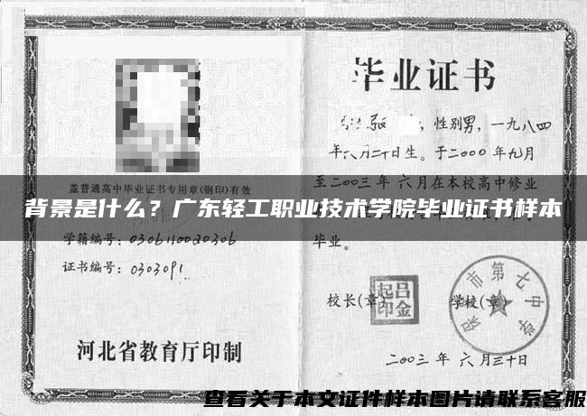 背景是什么？广东轻工职业技术学院毕业证书样本