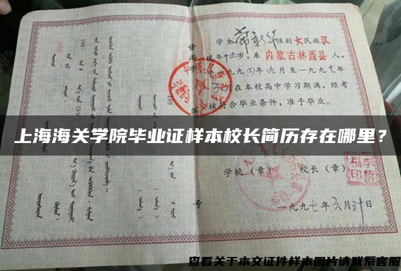 上海海关学院毕业证样本校长简历存在哪里？