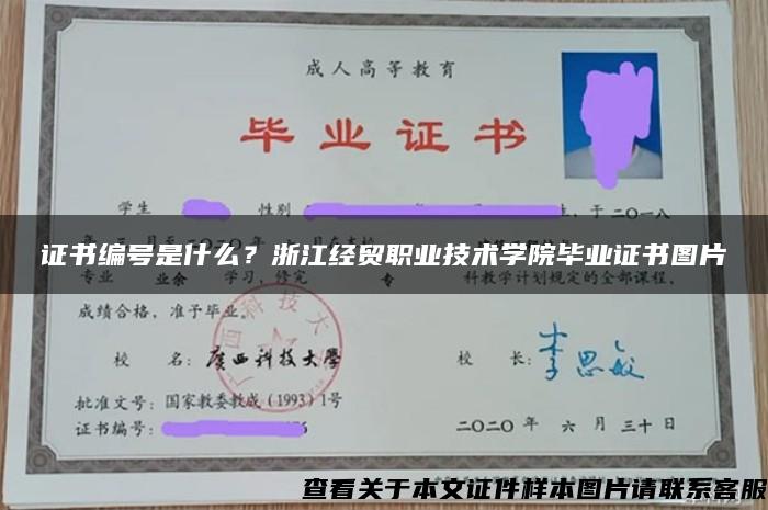 证书编号是什么？浙江经贸职业技术学院毕业证书图片