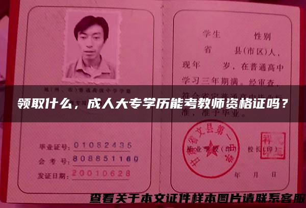 领取什么，成人大专学历能考教师资格证吗？