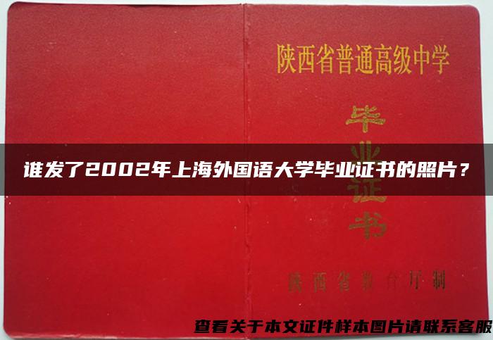谁发了2002年上海外国语大学毕业证书的照片？