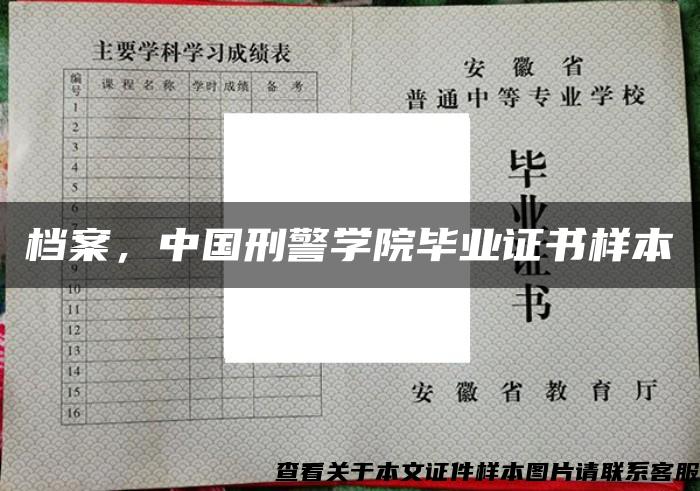 档案，中国刑警学院毕业证书样本
