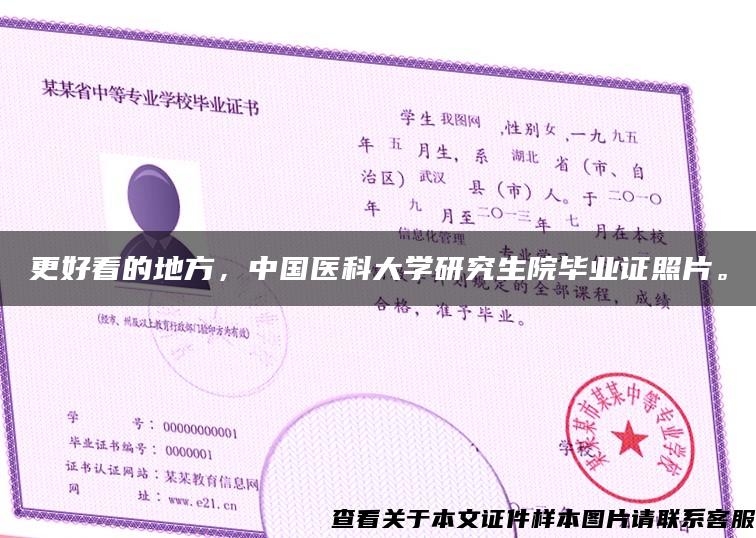 更好看的地方，中国医科大学研究生院毕业证照片。