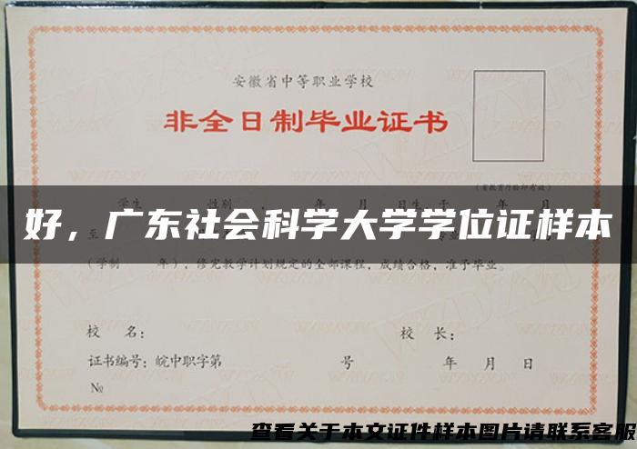 好，广东社会科学大学学位证样本