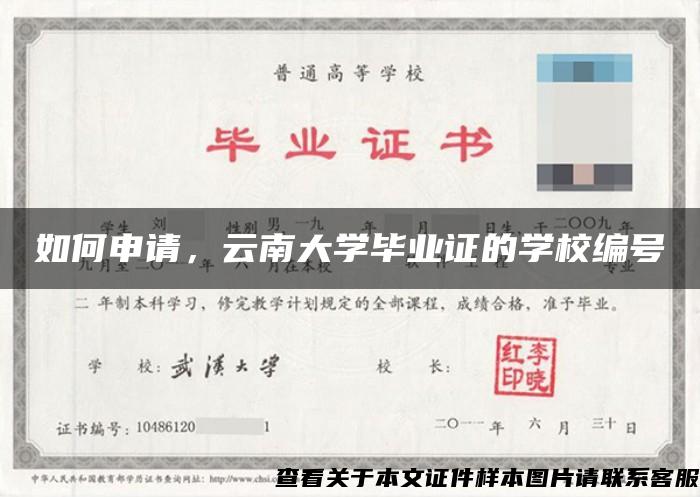如何申请，云南大学毕业证的学校编号