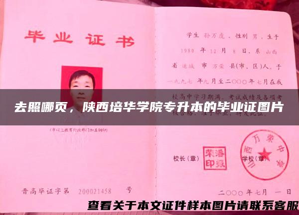 去照哪页，陕西培华学院专升本的毕业证图片