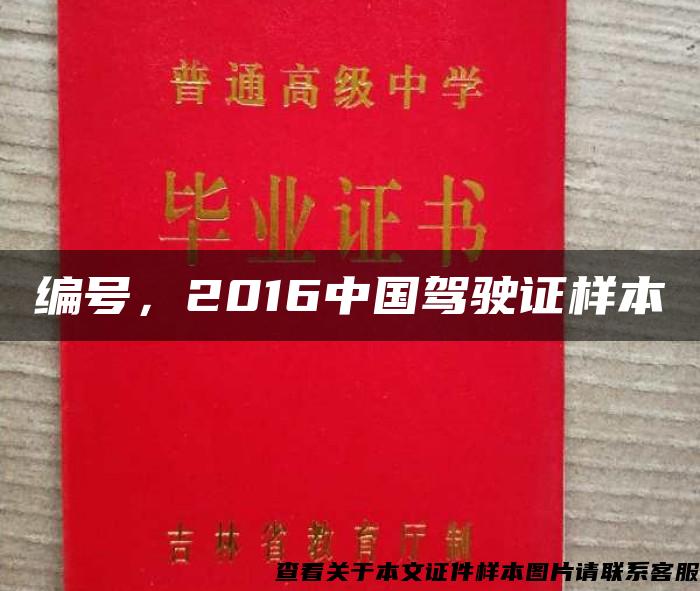 编号，2016中国驾驶证样本