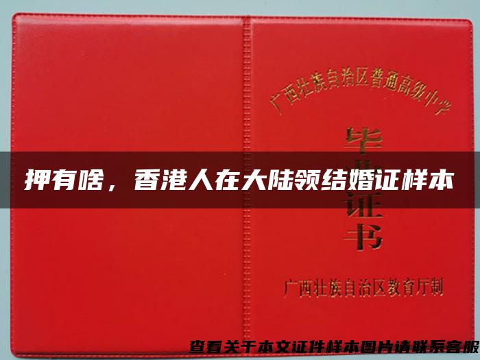 押有啥，香港人在大陆领结婚证样本