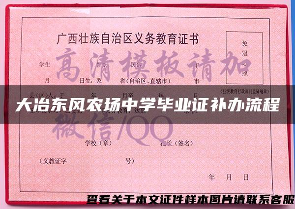 大冶东风农场中学毕业证补办流程