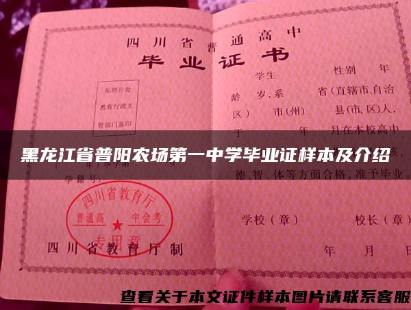 黑龙江省普阳农场第一中学毕业证样本及介绍