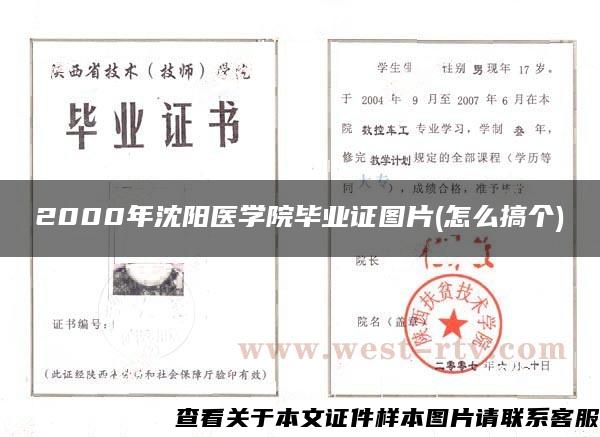2000年沈阳医学院毕业证图片(怎么搞个)