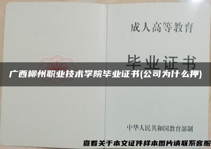 广西柳州职业技术学院毕业证书(公司为什么押)