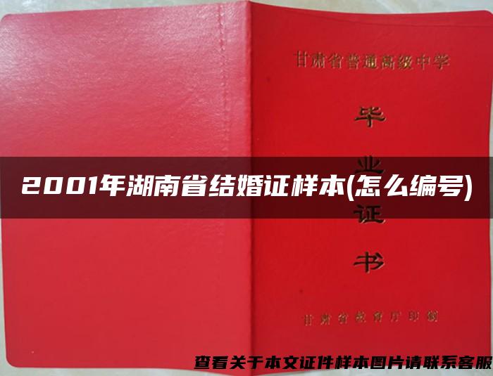 2001年湖南省结婚证样本(怎么编号)