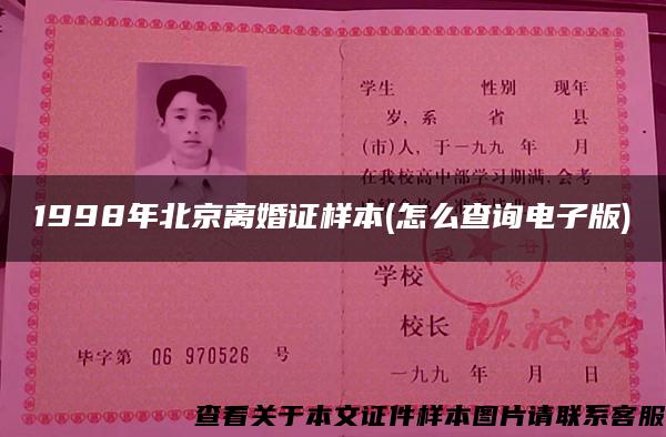 1998年北京离婚证样本(怎么查询电子版)