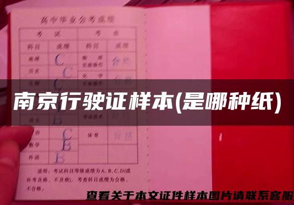 南京行驶证样本(是哪种纸)