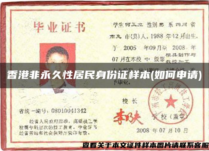 香港非永久性居民身份证样本(如何申请)