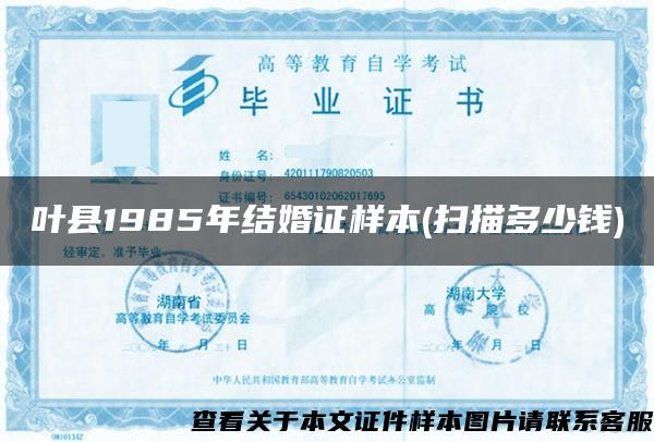 叶县1985年结婚证样本(扫描多少钱)