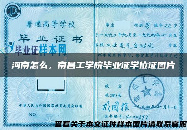 河南怎么，南昌工学院毕业证学位证图片