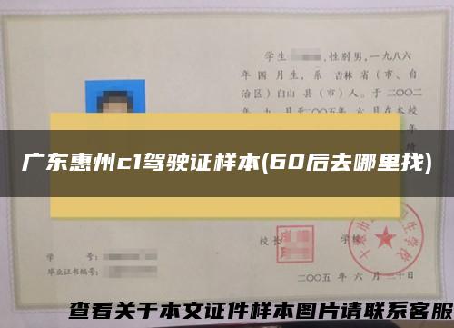 广东惠州c1驾驶证样本(60后去哪里找)