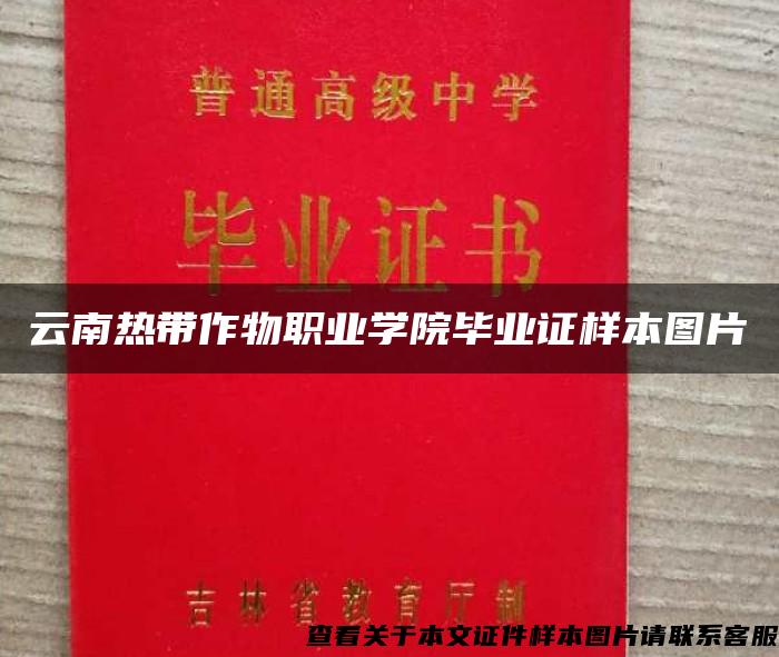 云南热带作物职业学院毕业证样本图片 云南热带作物职业学院毕业证样本图片