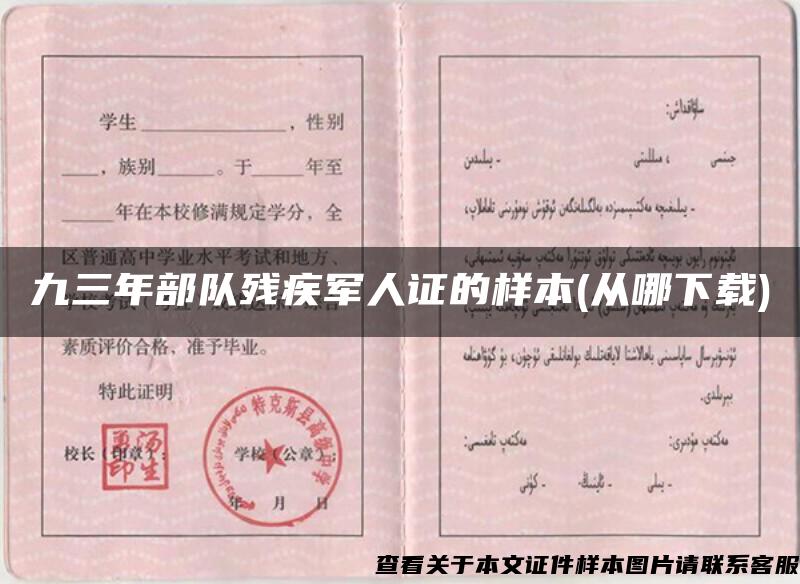 九三年部队残疾军人证的样本(从哪下载)