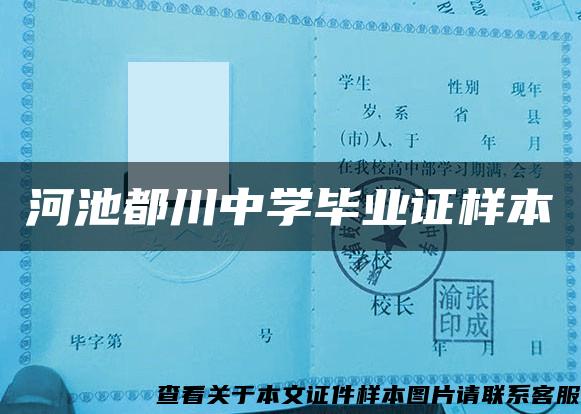 河池都川中学毕业证样本