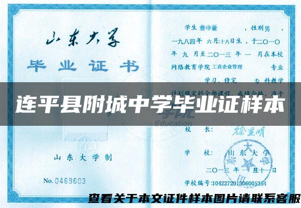 连平县附城中学毕业证样本