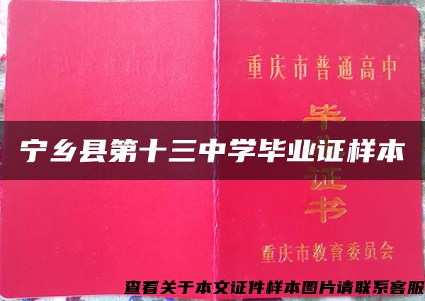 宁乡县第十三中学毕业证样本