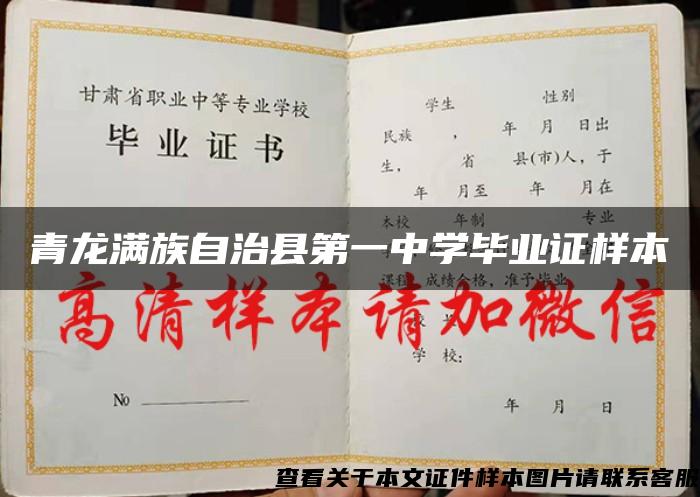 青龙满族自治县第一中学毕业证样本